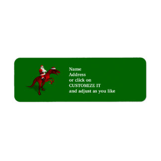 Santa Claus Riding A Dinosaur Label