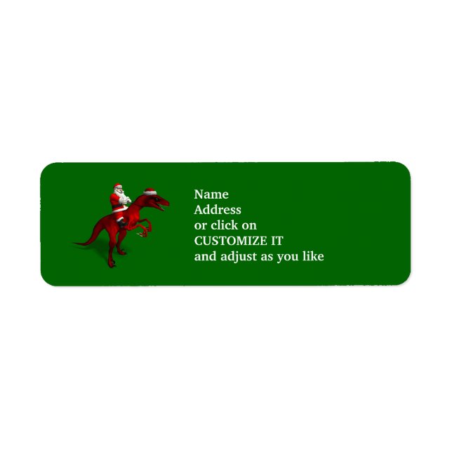 Santa Claus Riding A Dinosaur Label (Front)