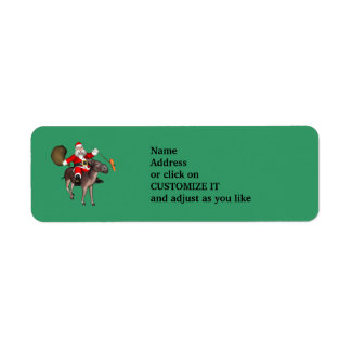Santa Claus Riding A Donkey Label