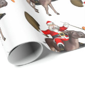 Santa Claus Riding A Donkey Wrapping Paper (Roll Corner)