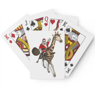 Santa Claus Riding A Giraffe Poker Cards