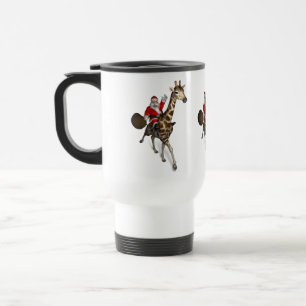 Santa Claus Riding A Giraffe Travel Mug