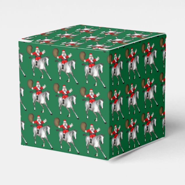 Santa Claus Riding A Gray Horse Favor Boxes (Front Side)