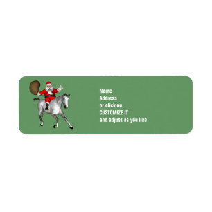 Santa Claus Riding A Gray Horse Label
