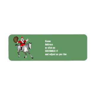 Santa Claus Riding A Gray Horse Label