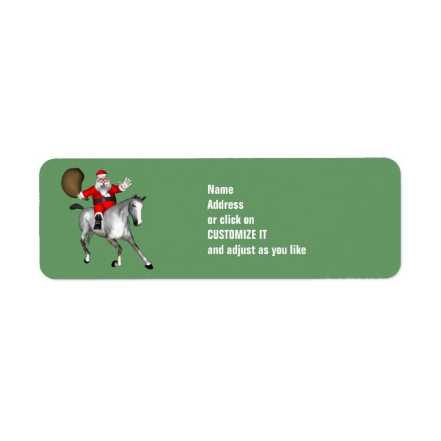 Santa Claus Riding A Gray Horse Label (Front)