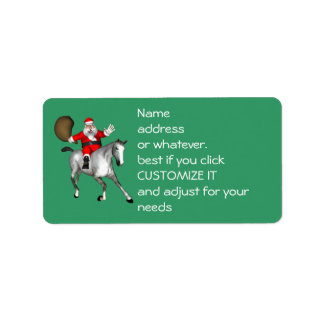 Santa Claus Riding A Grey Horse Label