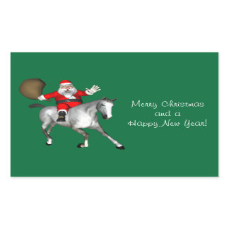 Santa Claus Riding A Grey Horse Rectangular Sticker