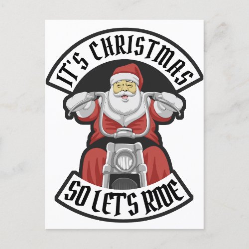 Santa Claus riding a motorcycle Postcard