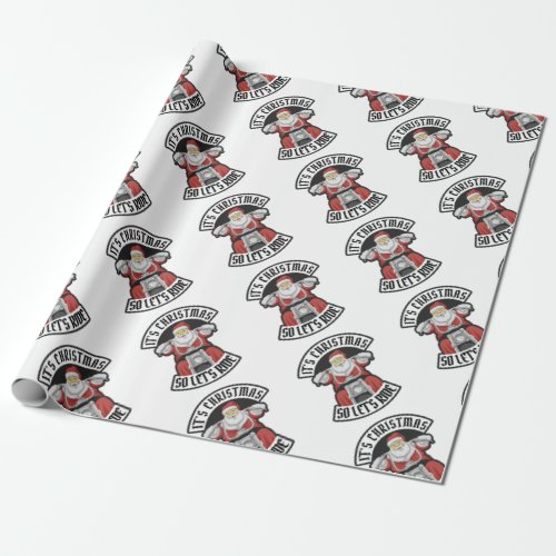 Santa Claus riding a motorcycle Wrapping Paper