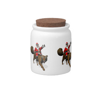 Santa Claus Riding A Tiger Candy Jar