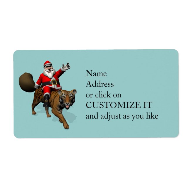 Santa Claus Riding A Tiger Label (Front)