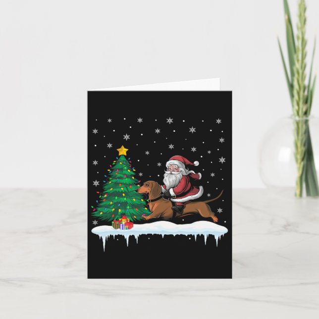 Santa Claus Riding Dachshund Dog Boys Girls Kids C Card (Front)