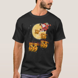 Santa Claus Riding Dachshund Reindeer Christmas T-Shirt