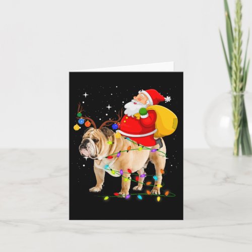 Santa Claus Riding English Bulldog Xmas Boys Dog  Card