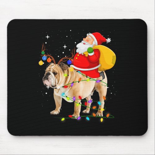 Santa Claus Riding English Bulldog Xmas Boys Dog  Mouse Pad