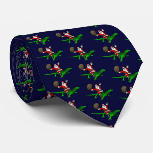 Santa Claus Riding Green Lizard Tie