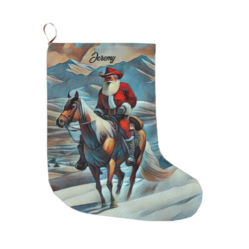  Santa Claus Riding Horse Christmas Large Christmas Stocking