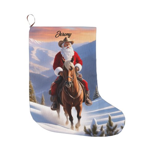  Santa Claus Riding Horse Christmas Large Christmas Stocking