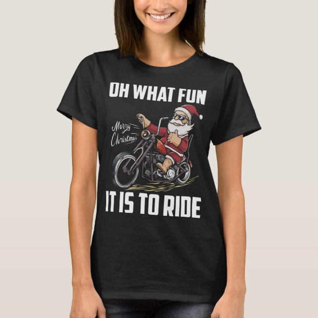 Santa Claus Riding Motorcycle Bike Cool Biker Chri T-Shirt (Front)
