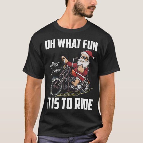 Santa Claus Riding Motorcycle Bike Cool Biker Chri T_Shirt