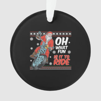 santa claus riding motorcycle christmas ornament