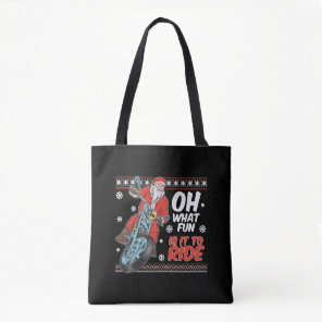 santa claus riding motorcycle christmas tote bag