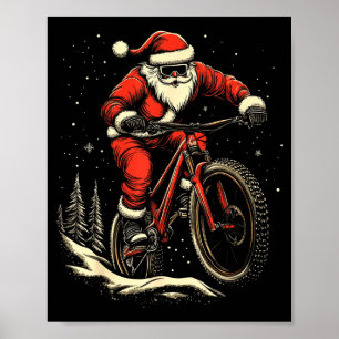 Santa Claus Riding Mountain Bike Christmas Funny M Poster