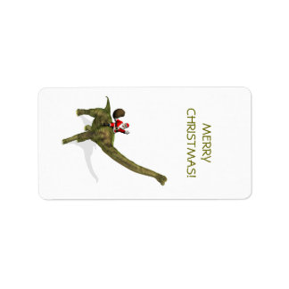Santa Claus Riding On Brachiosaurus Label