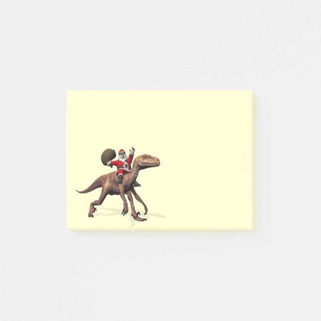 Santa Claus Riding On Deinonychus Post-it Notes (Front)