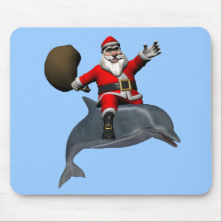 Santa Claus Riding On Dolphin Mouse Pad