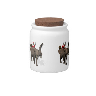 Santa Claus Riding On Elephant Candy Jar