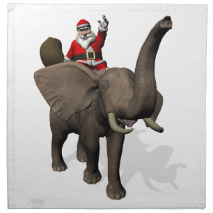 Santa Claus Riding On Elephant Cloth Napkin