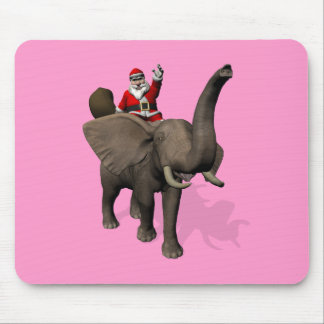 Santa Claus Riding On Elephant Mouse Pad