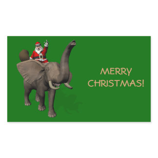 Santa Claus Riding On Elephant Rectangular Sticker