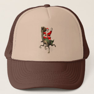 Santa Claus Riding On Gallimimus Trucker Hat