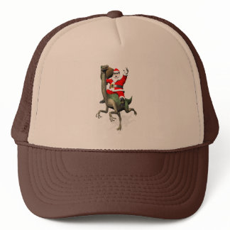 Santa Claus Riding On Gallimimus Trucker Hat
