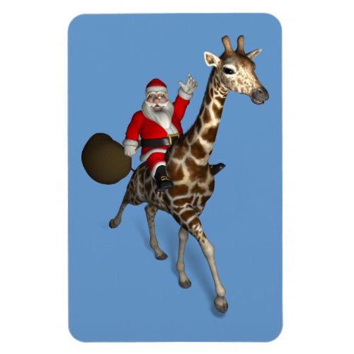 Santa Claus Riding On Giraffe Magnet