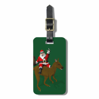 Santa Claus Riding On Kangaroo Luggage Tag