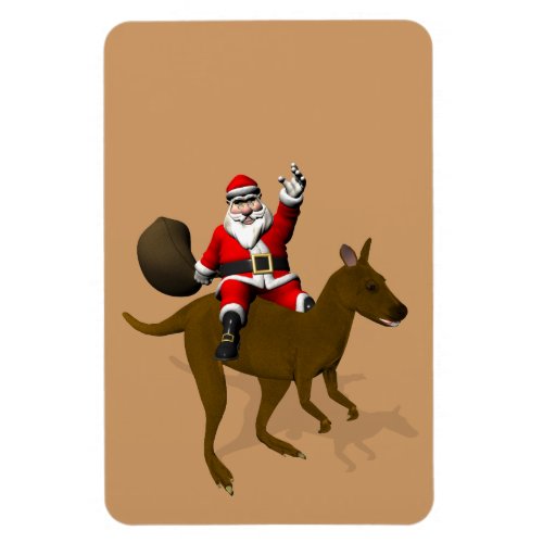 Santa Claus Riding On Kangaroo Magnet