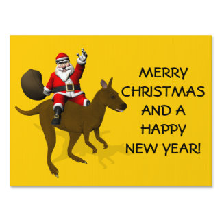 Santa Claus Riding On Kangaroo Sign