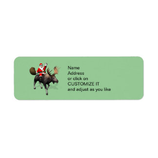 Santa Claus Riding On Moose Label