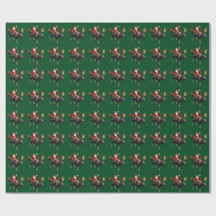 Santa Claus Riding On Moose Wrapping Paper