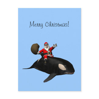Santa Claus Riding On Orca Holiday Postcard