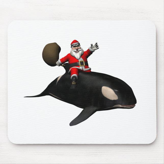 Santa Claus Riding On Orca Mouse Pad (Front)