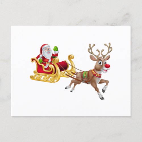 Santa Claus riding on sleigh Postcard