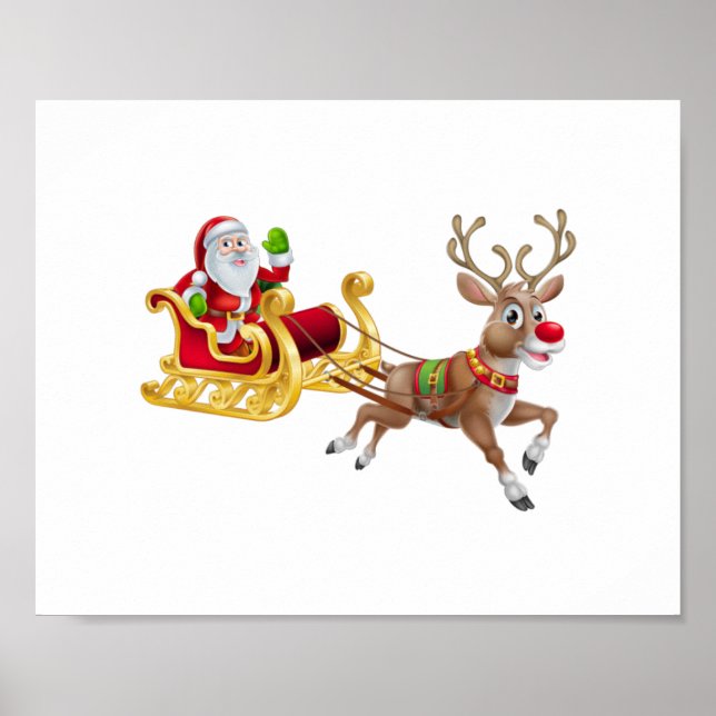 Santa Claus riding on sleigh Poster (Front)
