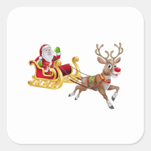 Santa Claus riding on sleigh Square Sticker