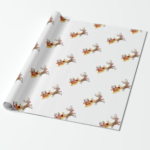 Santa Claus riding on sleigh Wrapping Paper