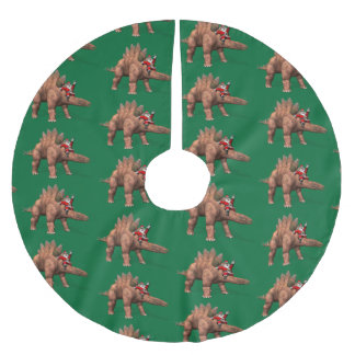 Santa Claus Riding On Stegosaurus Brushed Polyester Tree Skirt